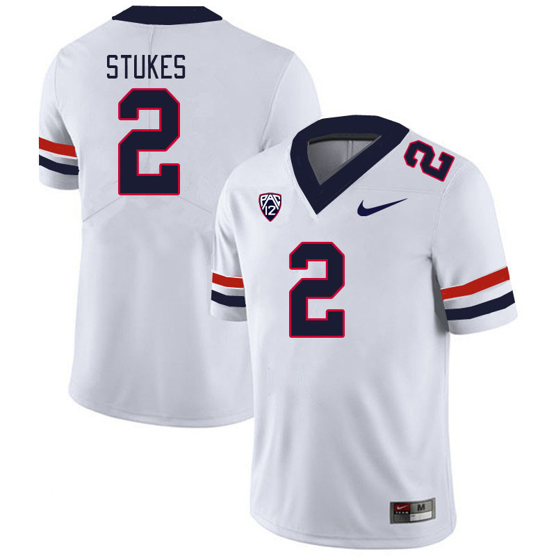 Men #2 Treydan Stukes Arizona Wildcats College Football Jerseys Stitched Sale-White - Click Image to Close
